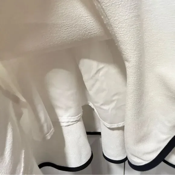 NANETTE LEPORE White BELLA DONNA Dress 4 Bell Sleeves Flounce Contrast Edge NWT - Picture 8 of 14